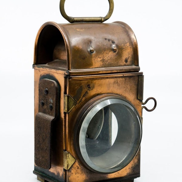 19th C. Pfeil & Co. Copper Fire Engine Footplate Oil Lantern