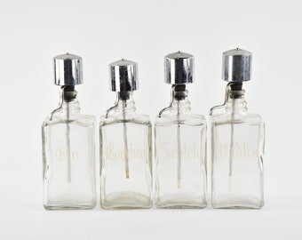 Set of 4 Vintage Abercombie & Fitch Glass Liquor Dispensers