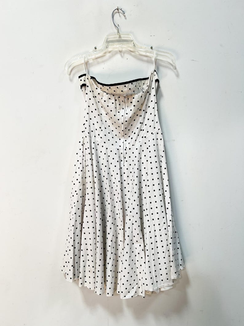 White Strapless A Line Black Polka Dots Dress main image 0