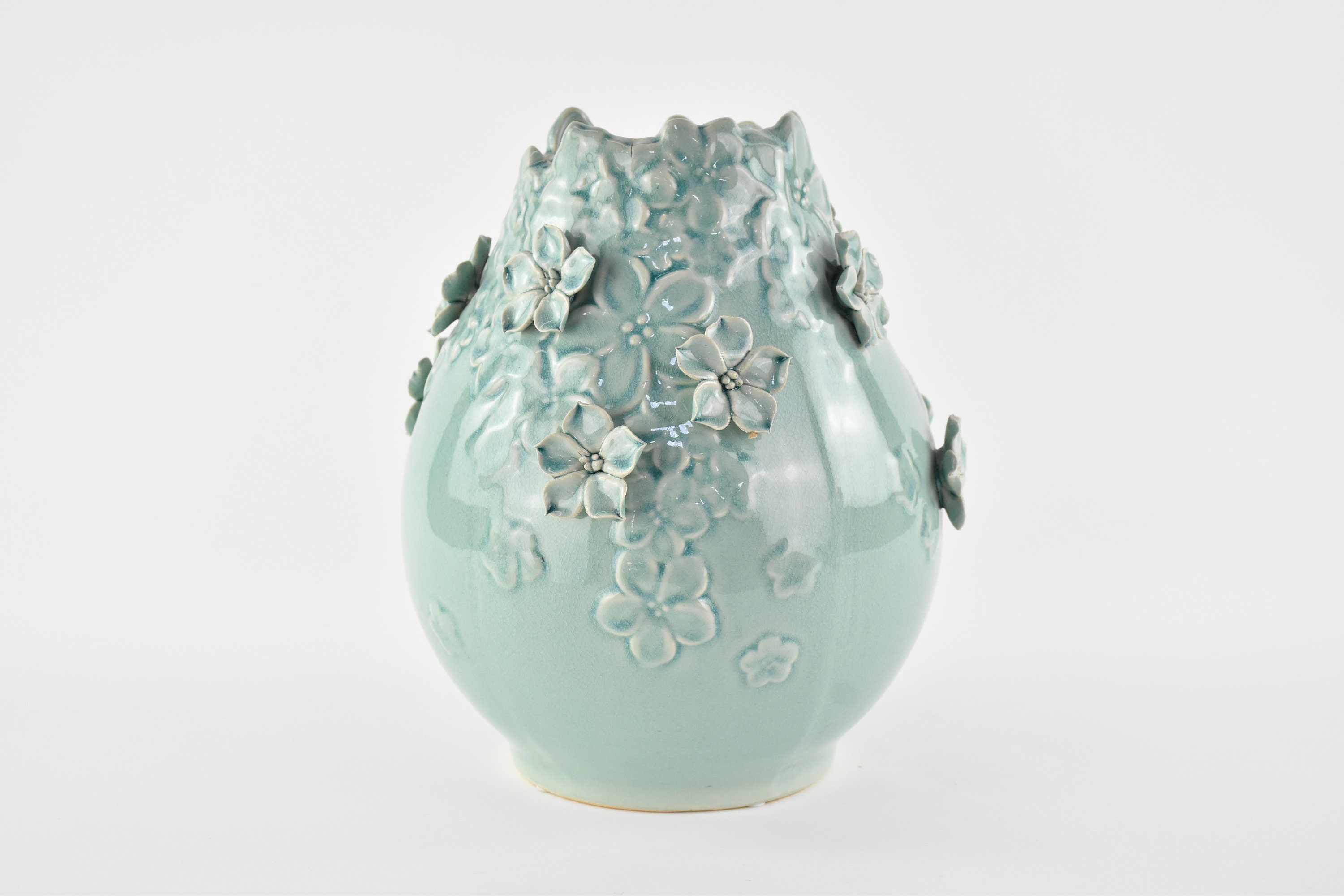 Pier 1 Imports Blue Flower Ceramic Vase 