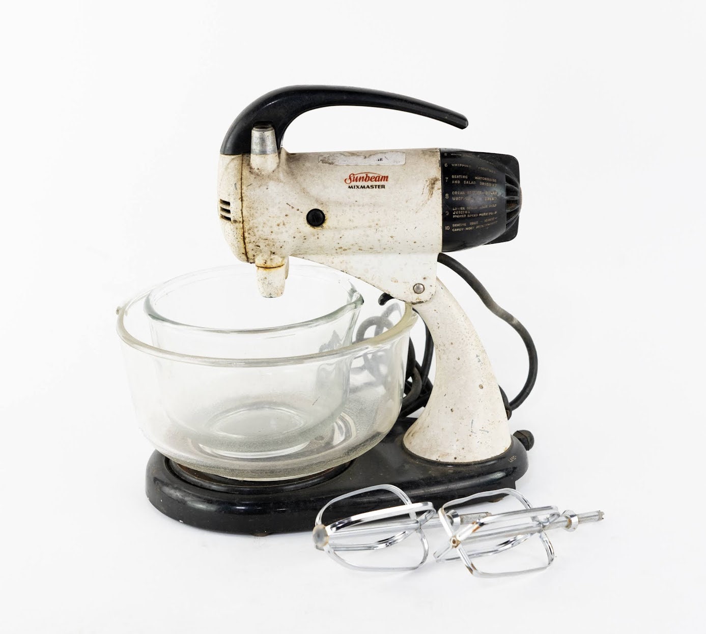 Sunbeam Mixmaster White 10speed Stand Mixer W/ Two Glass Etsy