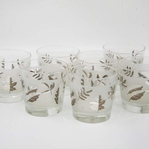 Mid-Century Modern Libbey Glass Co. Set of 7 Silver Detailed Old Fashioned Glasses image 3