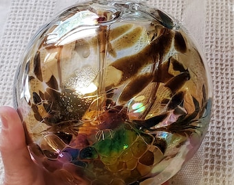 Irid. Witch Ball 6-7"  "Burnt Sunset"