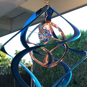 Double 14" Blue/Copper Windspinner w/Friendship Ball