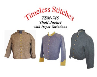 Shell Jacket with Depot Variations/ union and Confederate Shell Jacket/ Timeless Stitches TSM-745 Shell Jacket with Depot Variations