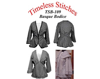 Basque Bodice /Mid- 19th Century/ Civil War Era Bodice Pattern/ Timeless Stitches Sewing Pattern TSB-109
