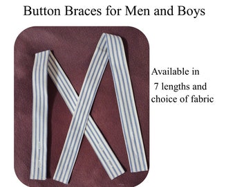 Button Braces/ Suspenders for men and boys - Victorian, 19th Century, civilian,military, Civil War re-enactor, mountain man, pioneer