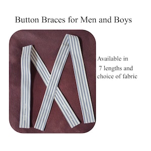 Button Braces/ Suspenders for men and boys - Victorian, 19th Century, civilian,military, Civil War re-enactor, mountain man, pioneer