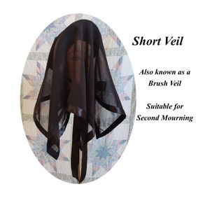 Short Mourning Veil - Weeping Veil - Brush Veil - Widows Weeds - Victorian - Funeral/Memorial Attire - Second Mourning