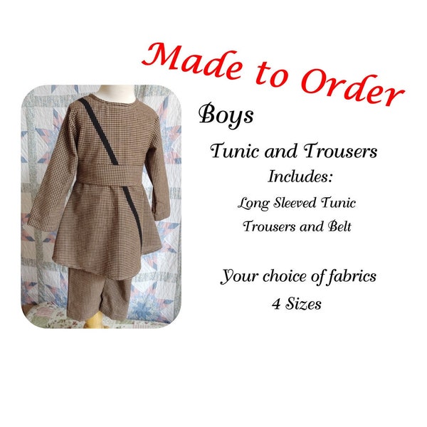 Toddler Boys Tunic and Trousers  for Civil War Era- MADE TO ORDER- Victorian Pioneer Frontier