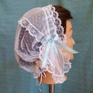 Lacy Daycap with short lappets - Day Cap, Historical Headwear, Civil War, Regency, 1850's