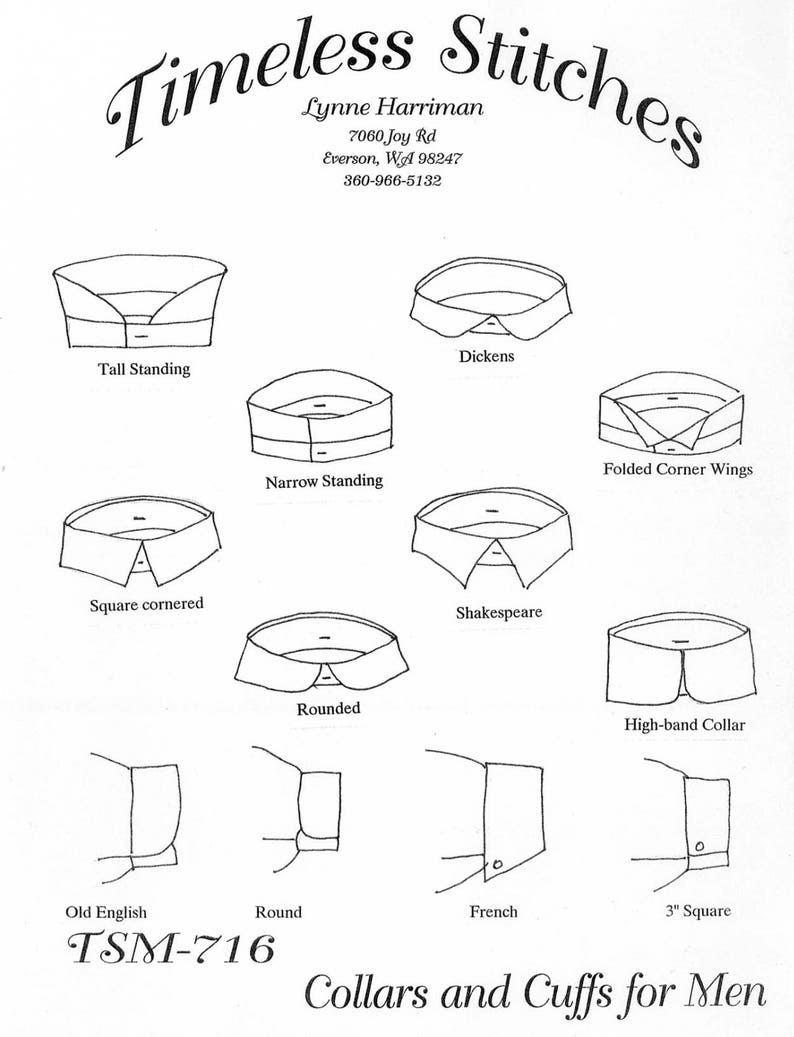 1920s Men’s Sewing Patterns Collars and Cuffs for Mens Shirts/ 19th Century Civilian Collars and Cuffs Pattern Timeless Stitches Sewing Pattern TSM-716 $10.00 AT vintagedancer.com