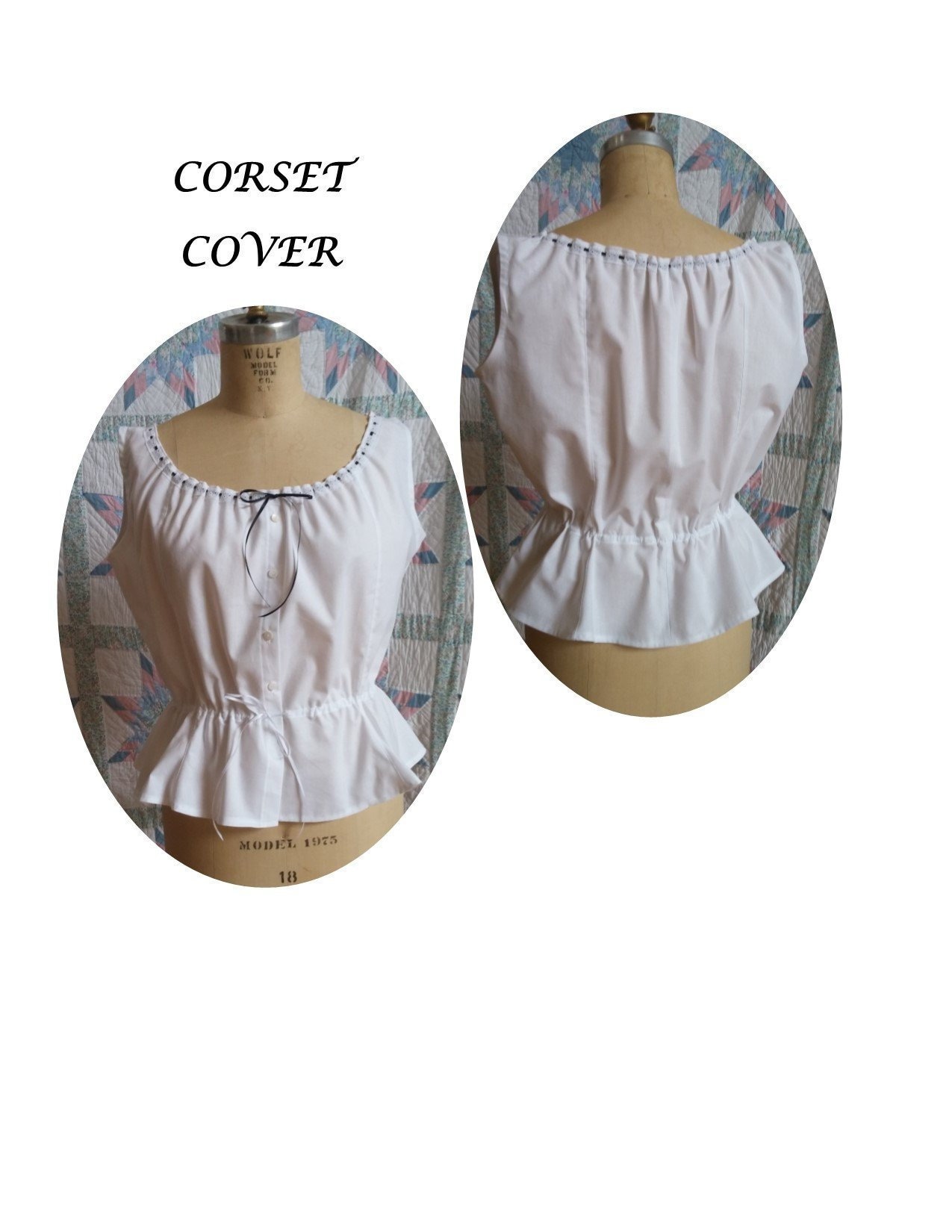Corset Cover/ Camisole / 19th Century Underpinning Regular and Plus Sizes 