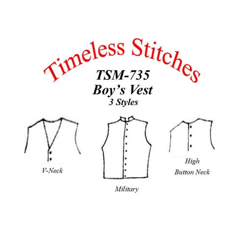 Gilet pour garçon/Modèle de gilet pour garçon du XIXe siècle/Modèle de couture points intemporels TSM-735 Gilet pour garçon