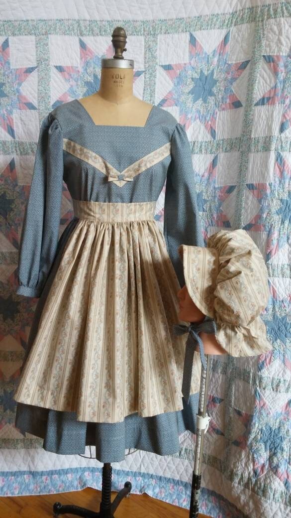 Girl's Long Sleeved Dress, Apron and Bonnet Set - MADE TO ORDER - Victorian,  Civil War, Prairie School Days, Old-fashioned, Historical - Etsy
