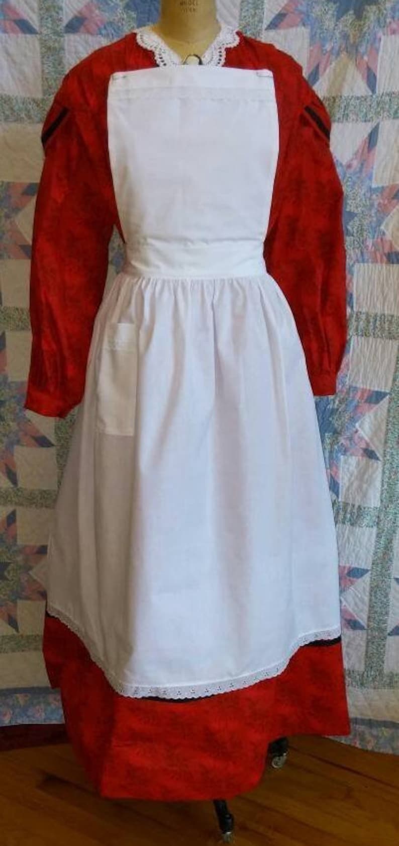 Victorian Edwardian Apron, Maid Costume & Patterns Victorian Womens Pinner Apron $25.00 AT vintagedancer.com