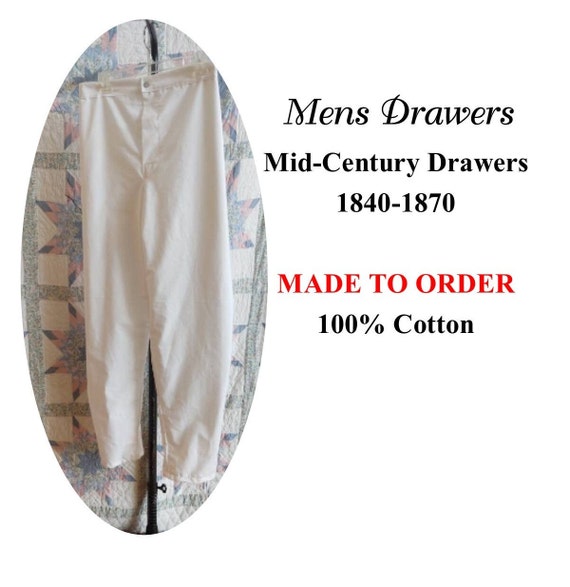 Men's Drawers, 19th Century Drawers, Civilian, Military, Mid 1800