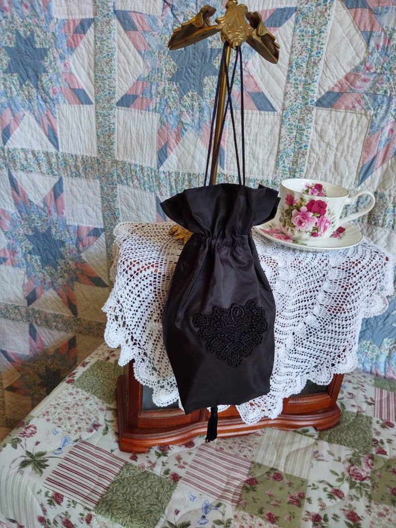 Reticule drawstring bag 19th Century Victorian purse Etsy
