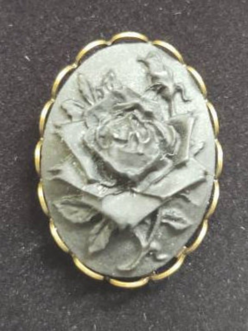 Black Rose Cameo with Bronze Filigree Hair Comb Prom Civil War Evening Bridal 19th Century Hair Accessory Victorian