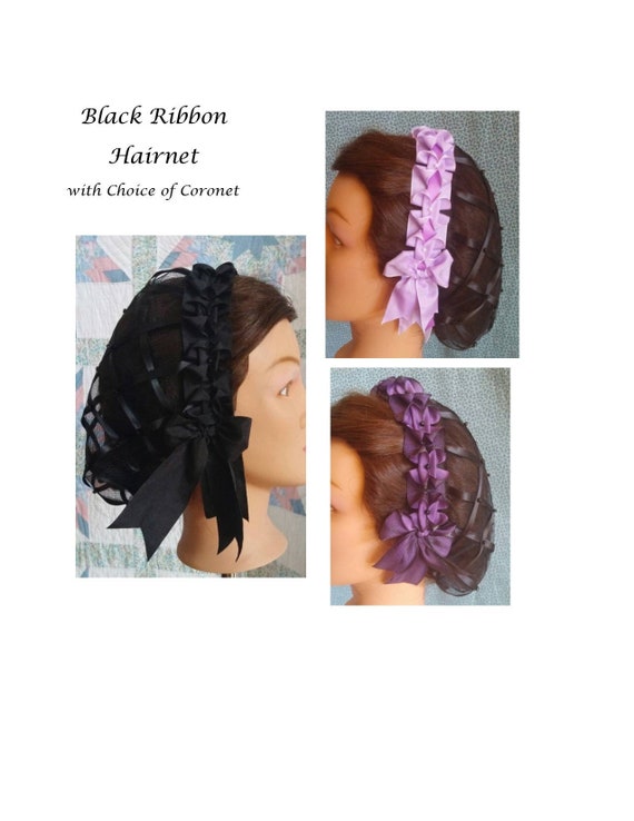 CIVIL WAR DRESS VICTORIAN ACCESSORIES LADY/'S LAVENDER COTTON CROCHET SNOOD~NET