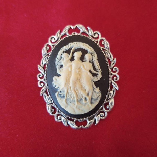 Three Graces Cameo Brooch, 19th Century Pin, Vintage Style Broach, Civil War Reproduction Brooch, Gift idea