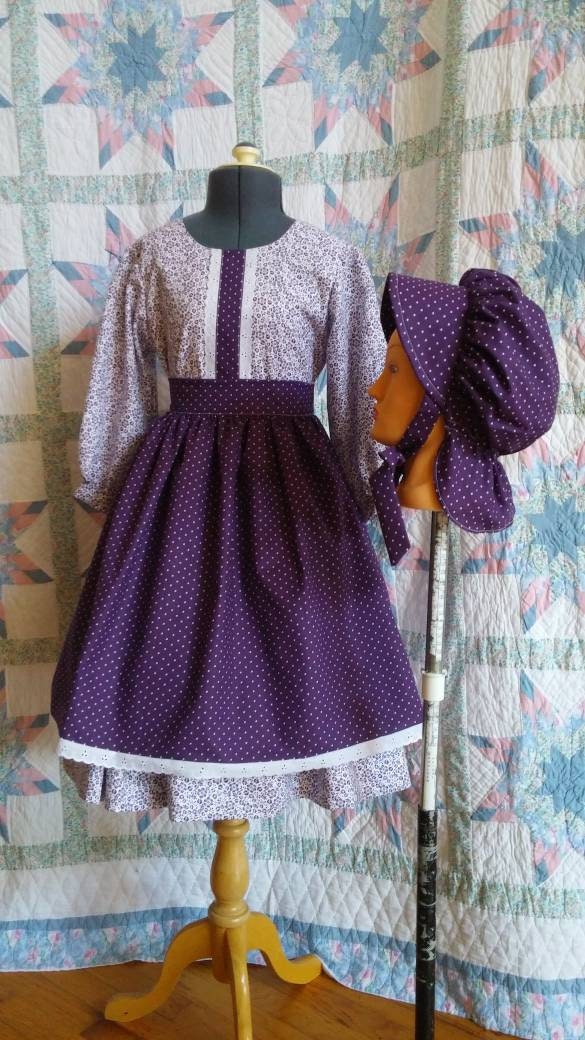 Girl's Long Sleeved Dress, Apron and Bonnet Set - MADE TO ORDER - Victorian,  Civil War, Prairie School Days, Old-fashioned, Historical - Etsy