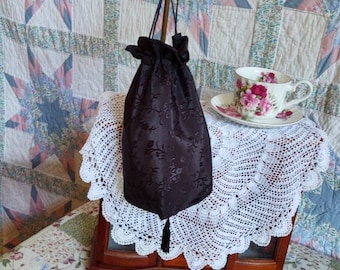 Reticule drawstring bag, 19th Century Victorian purse, Evening, Civil War, Edwardian, Regency, Mourning, 1820's & up, Ladies Ditty Bag