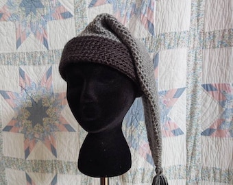 Grey Mens Stocking Cap - Camp Hat, Sleeping Cap, Voyaguer Cap
