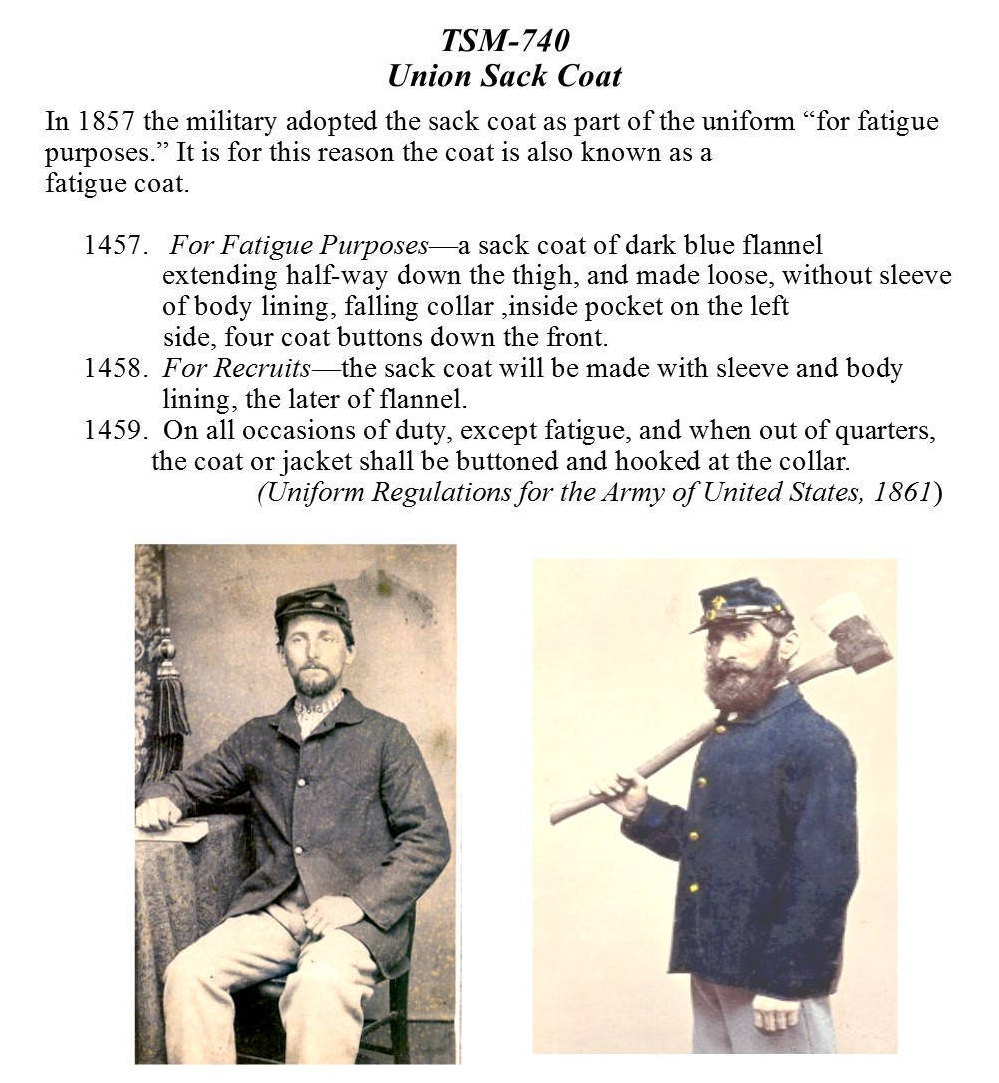 Union Sack Coat/ Civil War Era Military Sack Coat Pattern