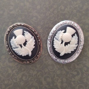 Scotish Thistle Cameo Brooch with choice of settings, 19th Century, Celtic, Vintage Style Broach, Civil War Reproduction Brooch, Gift idea