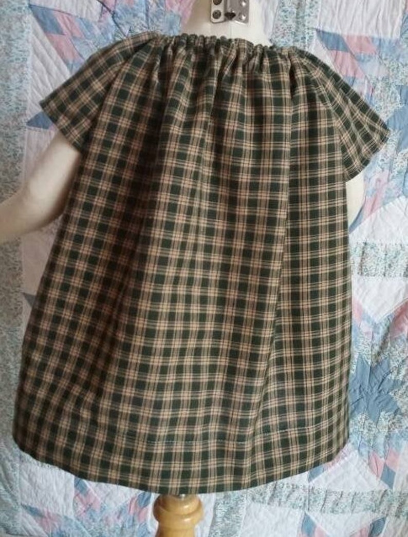 Boys Dress 1T in Green and Cream Homespun Plaid 12 to 24 months