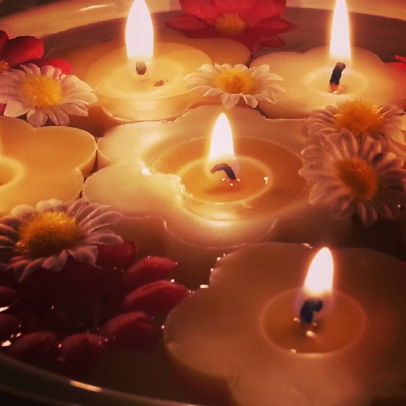 Pure Beeswax Floating Candles Flower shaped Yellow & Etsy