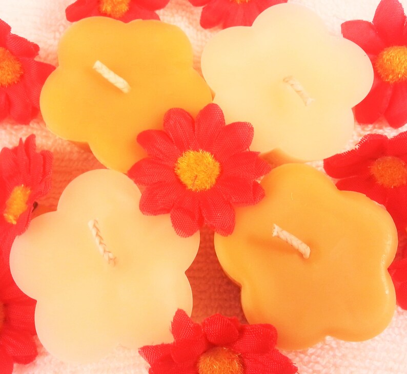 Pure Beeswax Floating Candles Flower shaped Yellow & Etsy