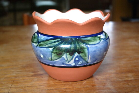 Studio Nova Portugal Pottery Terracotta Planter Pot Vase Blue Etsy