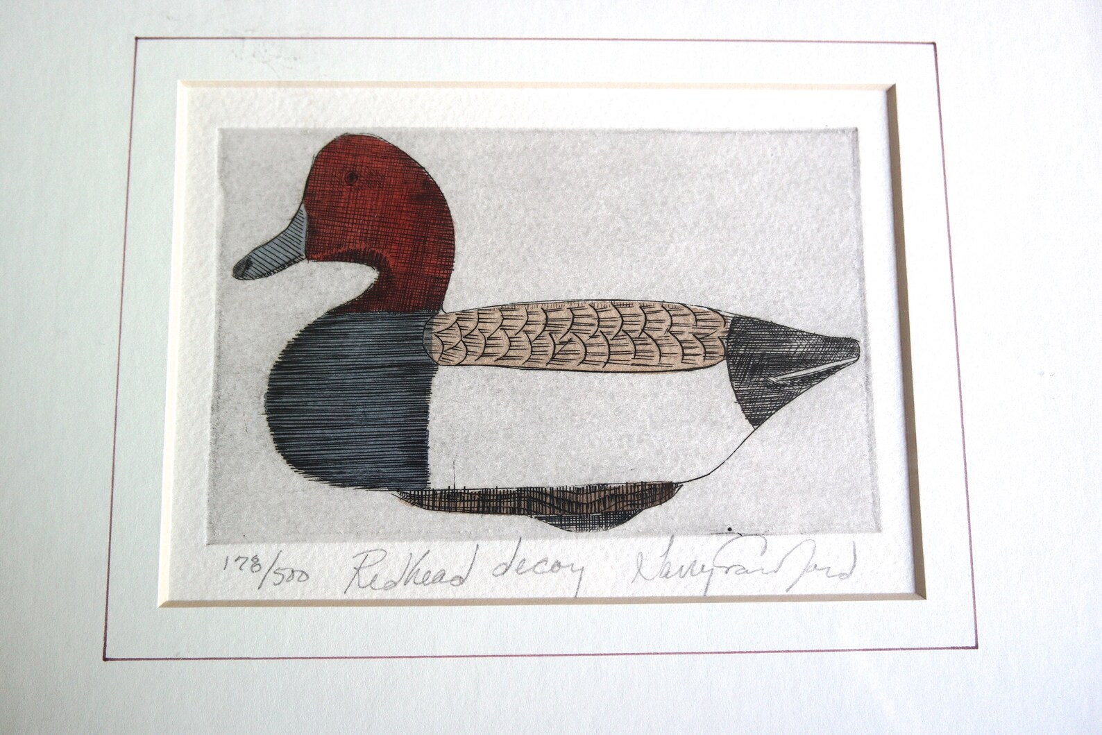 Framed Duck Decoy Prints Artist Signed Numbered Redhead Canada Etsy