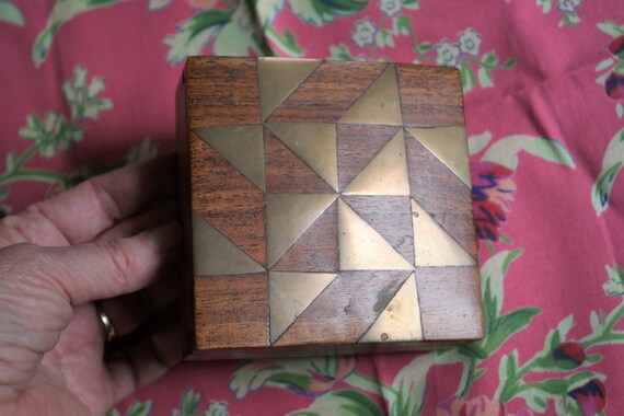 Vintage Wood and Brass Trinket Box - image 3