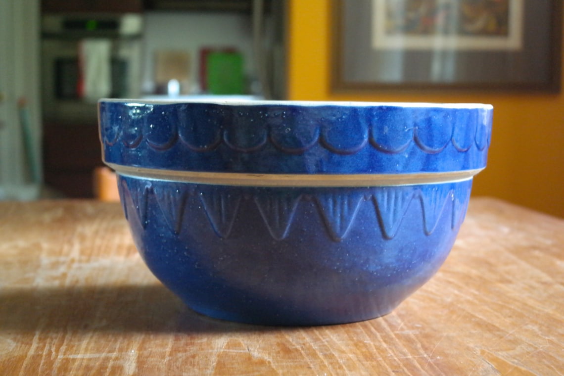 Large Vintage Blue Clay City Pottery Stoneware Mixing Bowl | Etsy