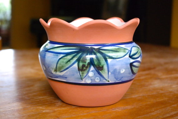 Studio Nova Portugal Pottery Terracotta Planter Pot Vase Blue Etsy