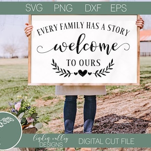 Cada Familia Tiene Una Historia Bienvenidos A La Nuestra Svg-Familia Svg-Bienvenidos Svg-Uso Comercial-Svg-Dxf-Png-Eps