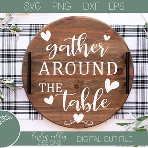 Verzamelen rond de tafel ronde SVG|Bestand knippen|Png|Eps|DXF|Boerderij Svg|Hout ronde Svg|Boerderij ronde SVG|Verzamel Svg|Commercieel gebruik