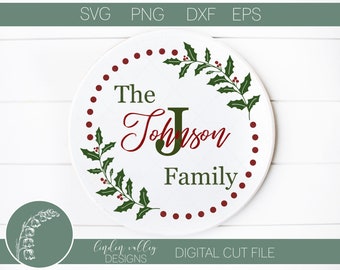 Family Name Christmas Round svg|Winter svg|Christmas Round svg|Christmas svg|PNG|DXF|EPS|Commercial Use|Digital Download|Silhouette|Cricut
