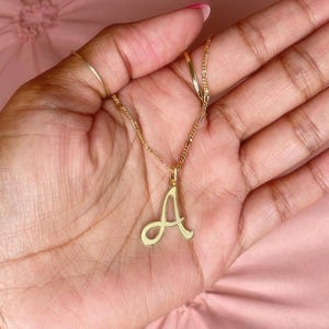 Cursive Letter Charm Necklace | Dainty Gold Initial | 18K Gold Filled Initial Charm Necklace | Minimalist Personalized Jewelry Gift