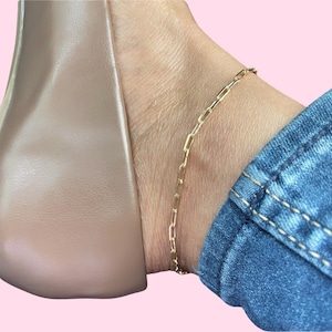 Paper Clip Chain Anklet | 18k Gold Filled