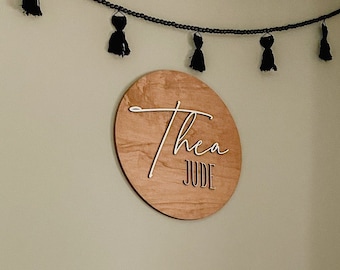 Custom Baby Name Sign for Boy, Nursery Name Sign, Baby Name Sign for Nursery, Baby Shower Gift, Name Announcement, Round Wood Name Plate