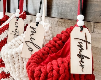 Personalized Wooden Stocking Tag, Stocking Name Tags, Farmhouse Name Tags For Christmas Stocking, Stocking Tag, Christmas Stocking Name Tag