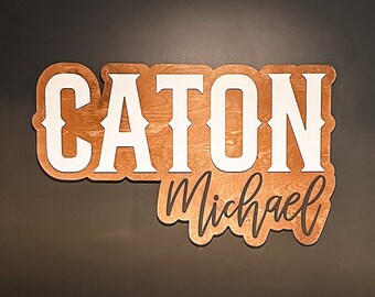 Custom 3D Name Sign, Name Sign for Boy, Nursery Wall Art, Wooden Name Sign, Outline Name Sign, Western Nursery Decor, Cowboy Nursery Theme