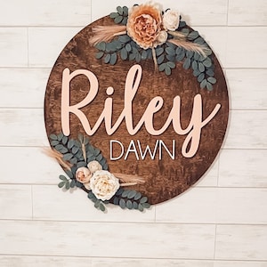 Customized Baby Name Sign, Baby Shower, Round plaque, Personalized Wooden Sign, 3D Crib sign, Sprinkle Gift, Nursery Wall Art, Name Sign