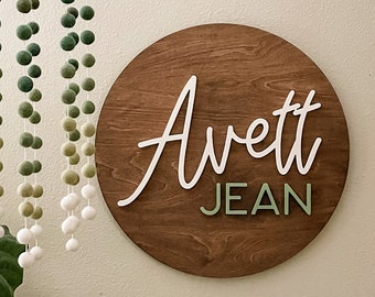 Round Wood Name Sign for Nursery | Custom Baby Name Sign for Nursery | Personalized Baby Shower Gift | Newborn Name Sign | Baby Name Sign