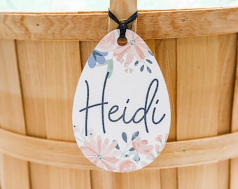 FREE SHIPPING Easter Basket Tag, 3.5" Basket Tag, Easter Gift Tag, Personalized Easter, Easter Gift for Kid, Floral Easter Tag for Basket