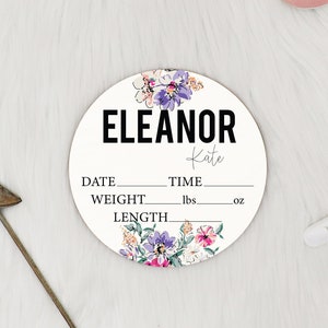 Baby Birth Stat Sign | Personalized Birth Announcement | Printed Newborn Birth Stat | Newborn Keepsake | Name Announcement | Floral Name